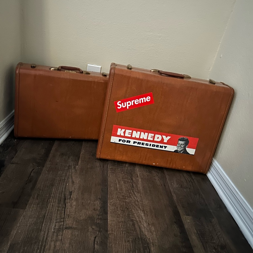 Vintage Samsonite Streamlite Shwayder Brown Leather Set